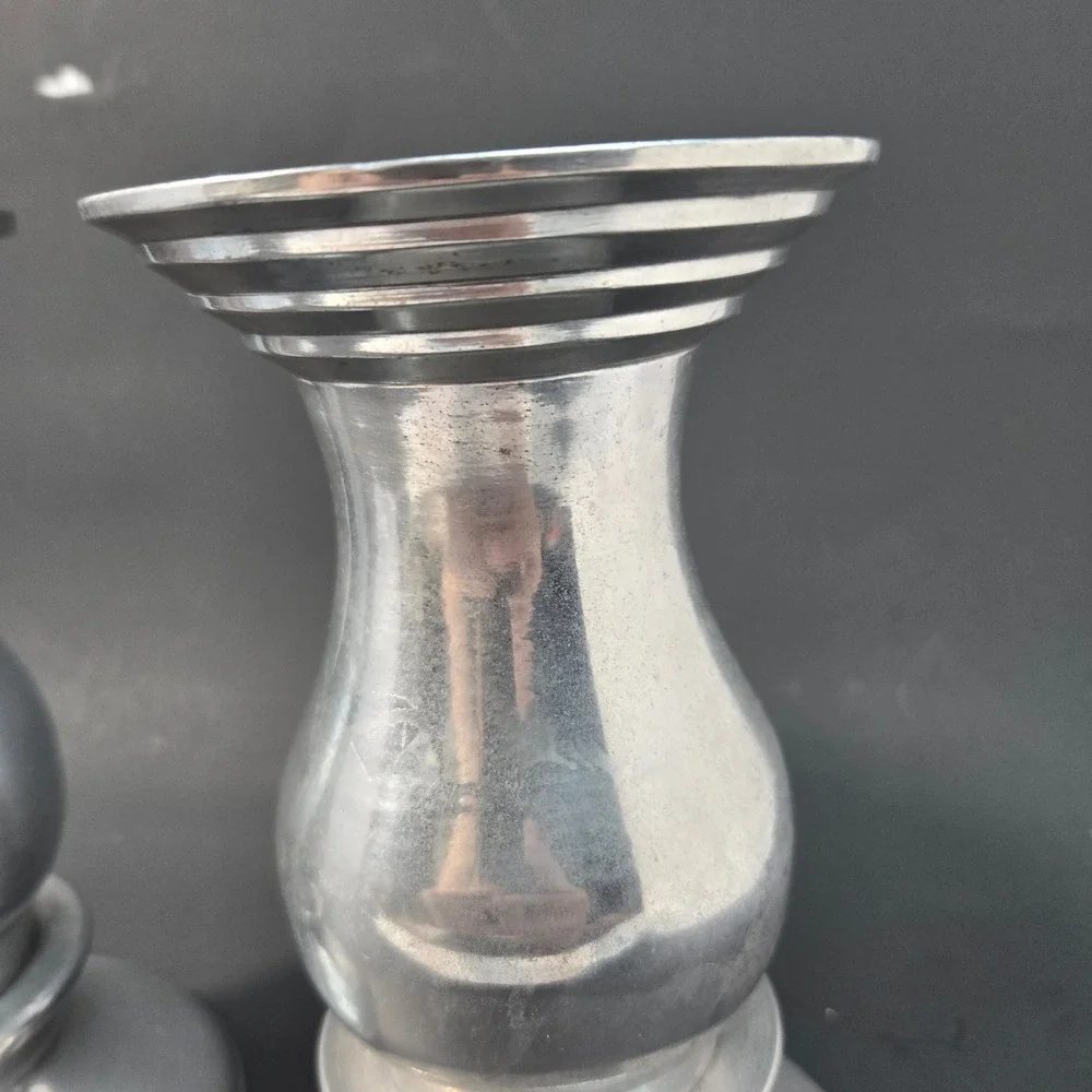 Vintage Silver Metal Candlestick Holders Set of 2 Baluster Pillar Taper India